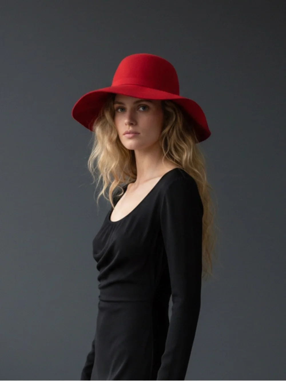 Vintage Red Wool Felt Hat with Bow - Picture 3 of 8